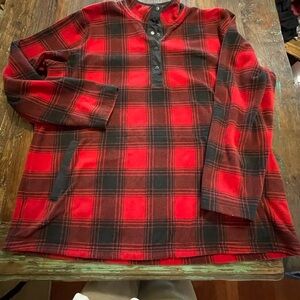 Duluth Trading Co Red and Black Plaid fleece pullover
